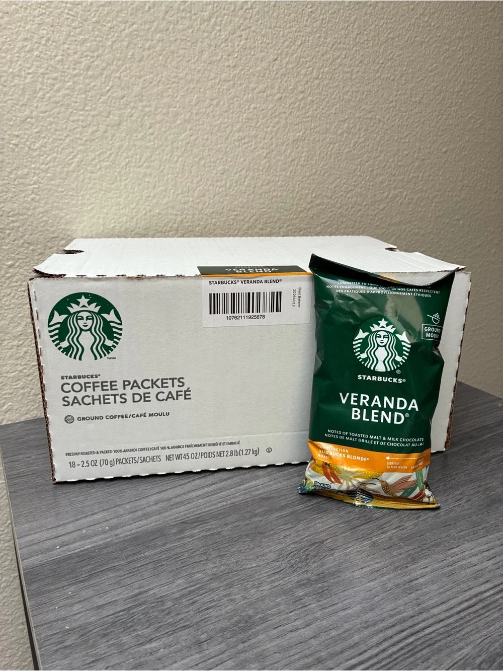 New Starbucks Veranda Blend Blonde Roast Ground Coffee Packets, 18 Count